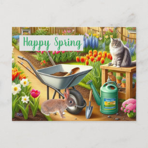 Frühlingsblumengarten Tulpen Postkarte
