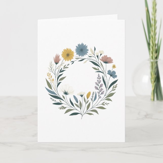 Frühlingsblumenkranz Karte (Vorderseite)