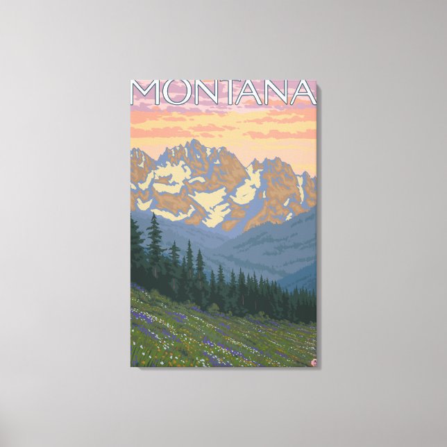 FrühlingsblumenMontanaVintage Reiseplakat Leinwanddruck (Vorderseite)