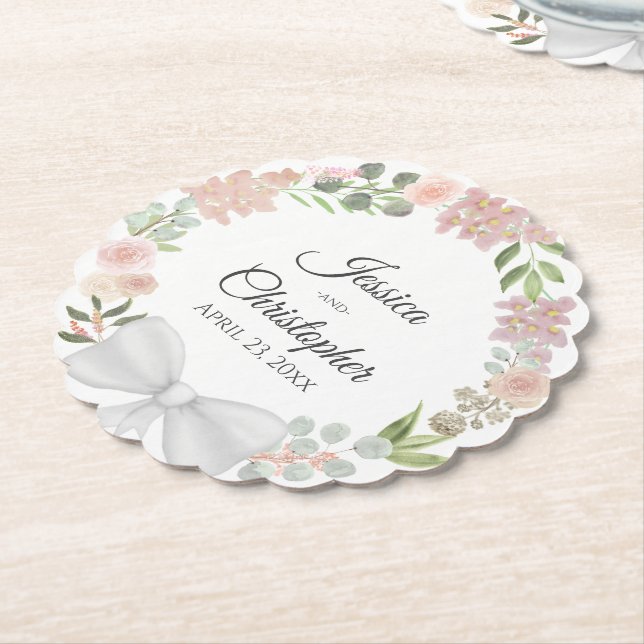 Frühlingsblumenreath Pink Mauve & Coral Wedding Untersetzer (angewinkelt)