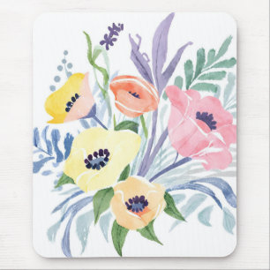 Frühlingsblumenstrauß Hübsche florale Wasserfarb Mousepad