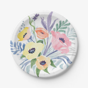 Frühlingsblumenstrauß Hübsche florale Wasserfarb Pappteller