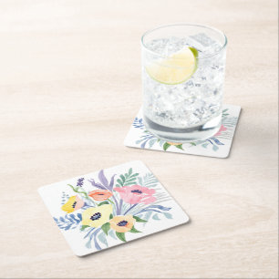 Frühlingsblumenstrauß   Hübsche florale Wasserfarb Rechteckiger Pappuntersetzer