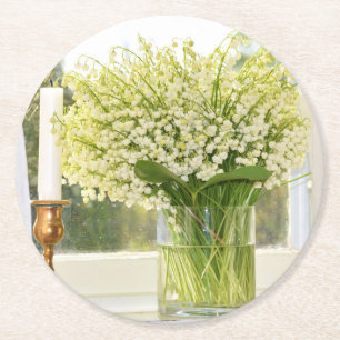 Frühlingsblumenstrauß Maiglöckchen Runder Pappuntersetzer