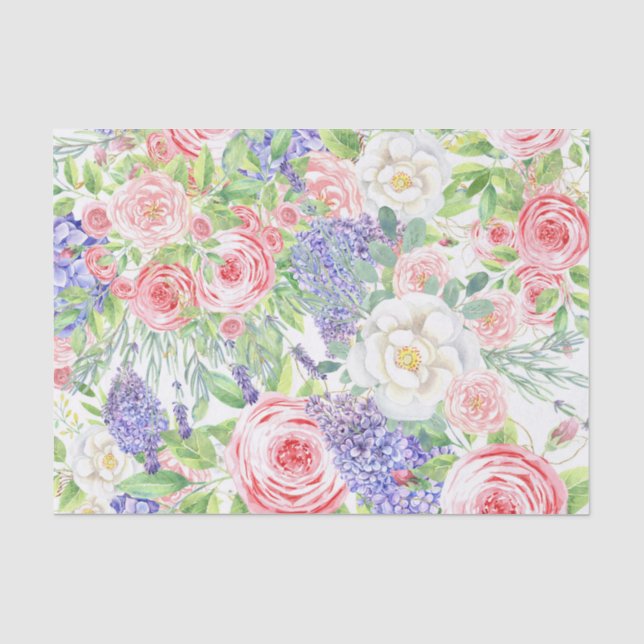 Frühlingsblumenzettel - Lebhaftes Blumengeschenk Seidenpapier (Vorderseite)