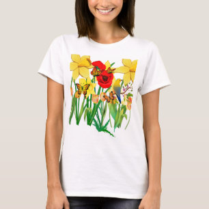 Frühlingsblut mit Schmetterlingen und Songbird T-Shirt
