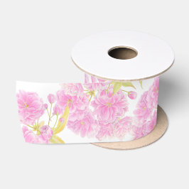 Frühlingsblüte Aquarellfarbe Rosa, grünes weißes B Satinband