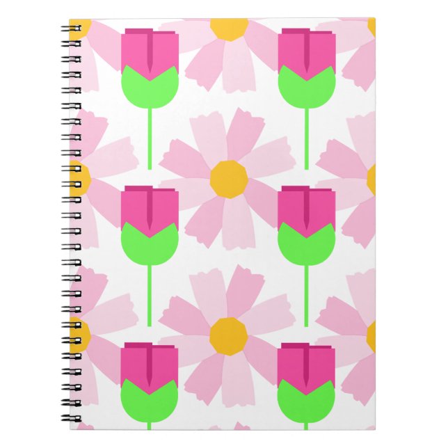 Frühlingsblüte, fröhliches Tulpenmuster Notizblock (Vorderseite)