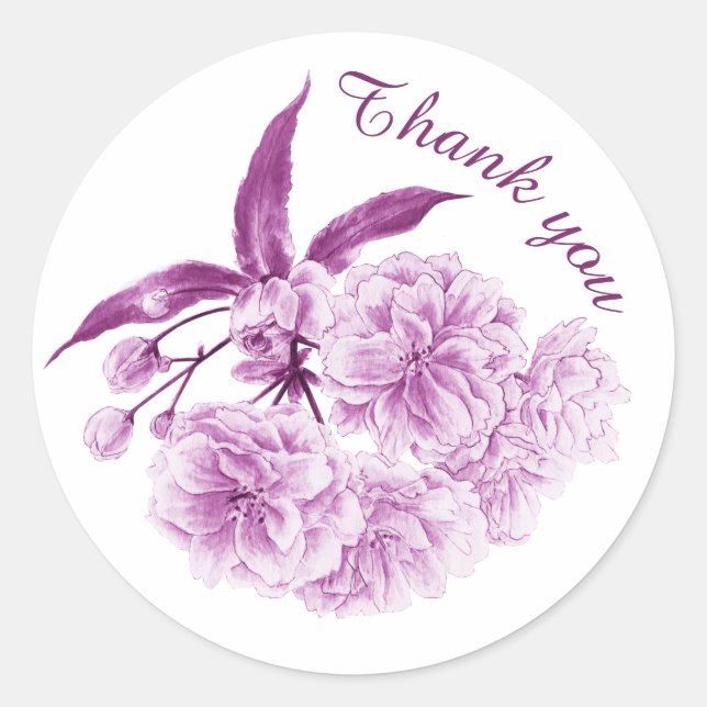 Frühlingsblüte lila huedsche Blume danke Runder Aufkleber (Vorderseite)