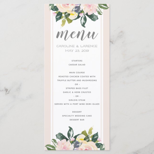 Frühlingsblüte | Menü-Karte für Hochzeiten Menükarte (Vorderseite)