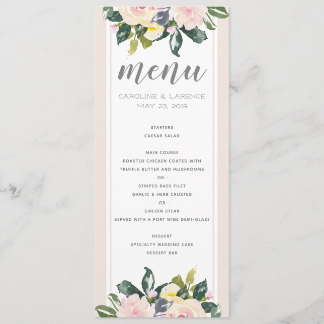 Frühlingsblüte | Menü-Karte für Hochzeiten Menükarte (Vorderseite)