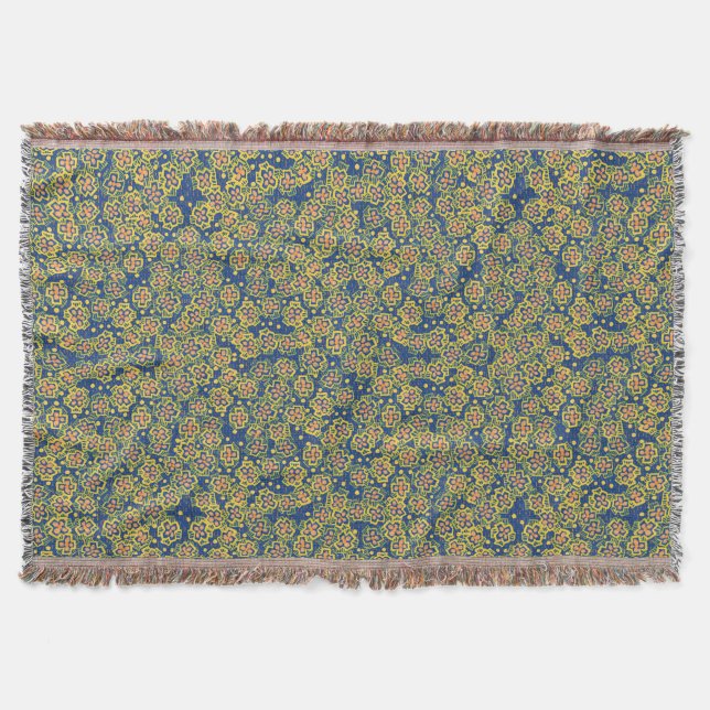 Frühlingsblüten, blau & gelb, Blumenmuster Decke (Vorderseite)