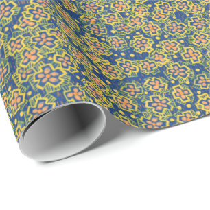 Frühlingsblüten, blau & gelb, Blumenmuster Geschenkpapier
