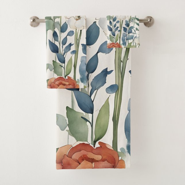 Frühlingsblüten Blume Wasserfarben Kunst Badhandtuch Set (Insitu)