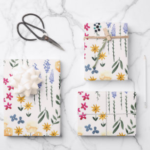 Frühlingsblüten Blumen Nahtlos Geschenkpapier Set