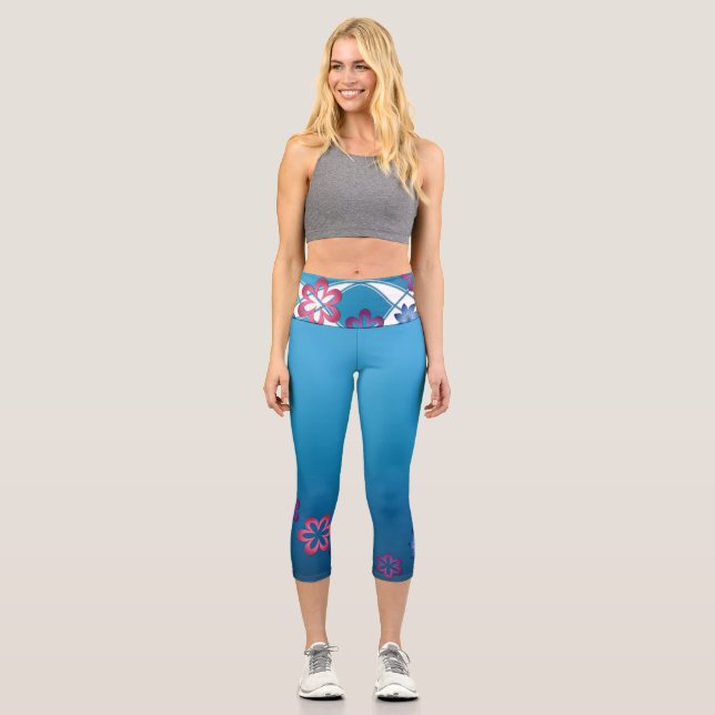 Frühlingsblüten Capri Leggings (Vorderseite)