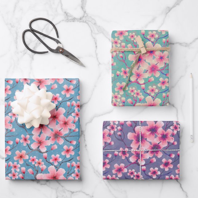 Frühlingsblüten  geschenkpapier set (Vorderseite)