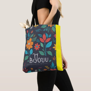 Frühlingsblüten   Grünes schwarzes Monogramm  Tasche