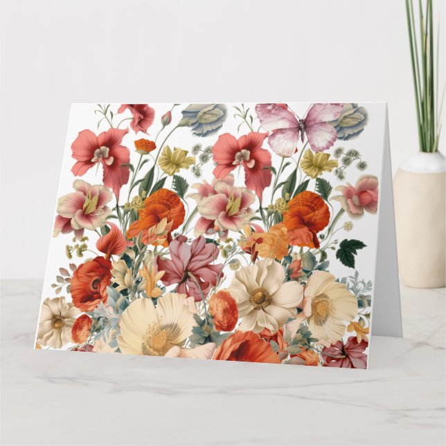 Frühlingsblüten im Blut mit Schmetterlingen Karte (Vorderseite)