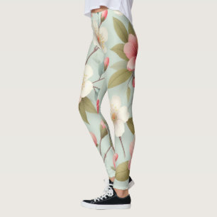 Frühlingsblüten in Robins Ei-Blau Leggings