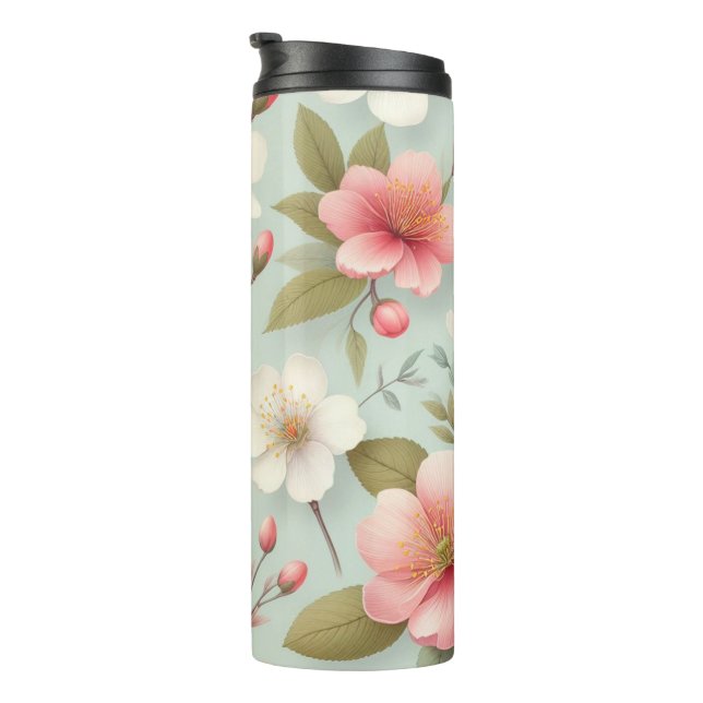 Frühlingsblüten in Robins Ei-Blau Thermosbecher (Nach rechts gedreht)
