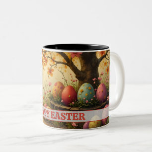 Frühlingsblüten-Magie mit Oster-Ei-Pracht Zweifarbige Tasse