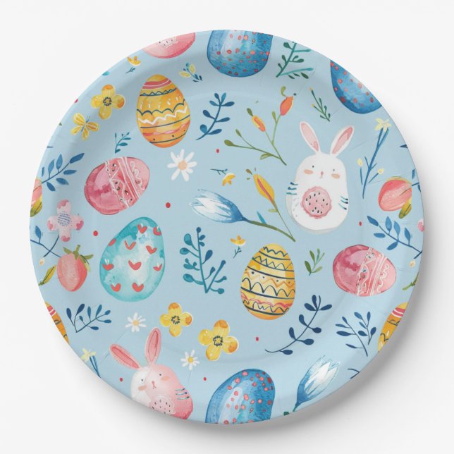 Frühlingsblüten-Ostern 4 Pappteller (Vorderseite)
