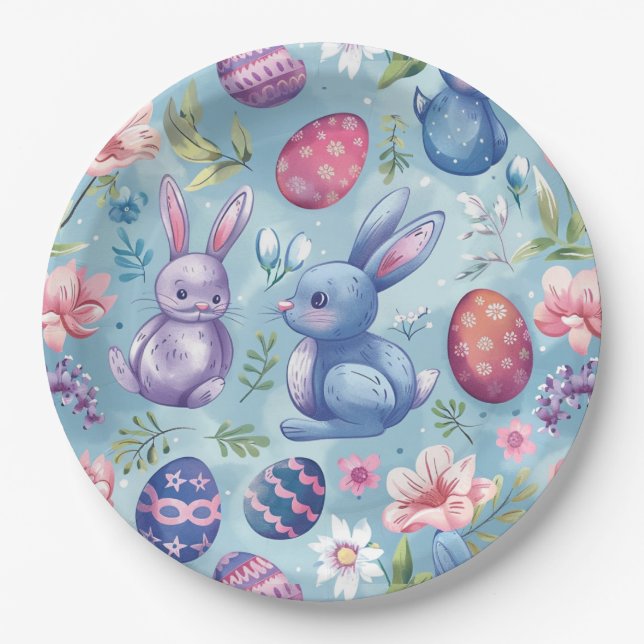 Frühlingsblüten Ostern 5 Pappteller (Vorderseite)