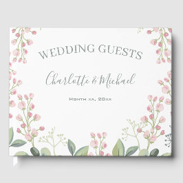 Frühlingsblüten Rosa Blütenminze Grüne Hochzeit Gästebuch