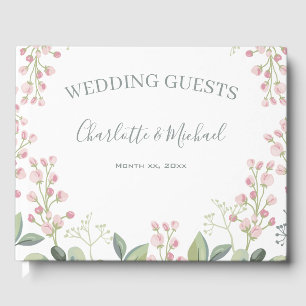 Frühlingsblüten Rosa Blütenminze Grüne Hochzeit Gästebuch