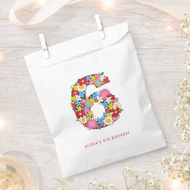 Frühlingsblüten Sechste Geburtstagsparty Gefallen  Geschenktütchen (Ausgeschnitten)