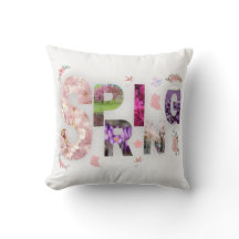 Frühlingsblüten-Typografie-Wurfkissen