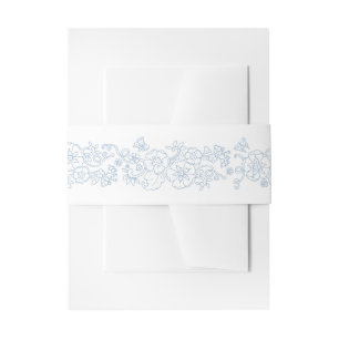 Frühlingsblüten Weinschmetterlinge Blaue Hochzeit Einladungsbanderole