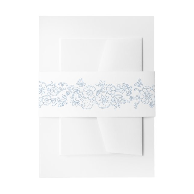 Frühlingsblüten Weinschmetterlinge Blaue Hochzeit Einladungsbanderole (Vorderseite Beispiel)