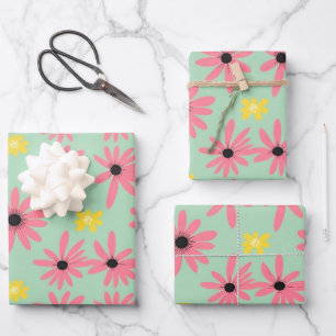 Frühlingsblüten-Wrap-Papier Farbiges Blumenmuster Geschenkpapier Set