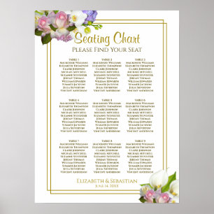 Frühlingsblütenpastel 9 Tabelle Hochzeitstabelle Poster