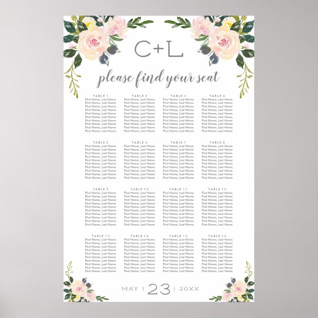 Frühlingsblütenriss Hochzeitstabelle Poster (Vorne)