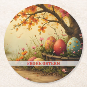 Frühlingsblütenzauber mit Ostereierpracht Runder Pappuntersetzer