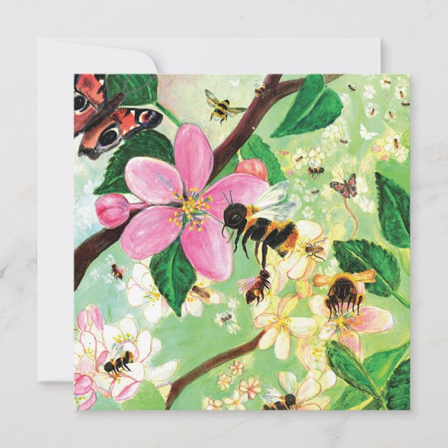 Frühlingsblüter Obstbaum mit Bienen (Vorderseite)