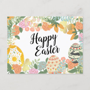 Frühlingsbrasse Ei jagen Klee glückliche Ostern Feiertagspostkarte
