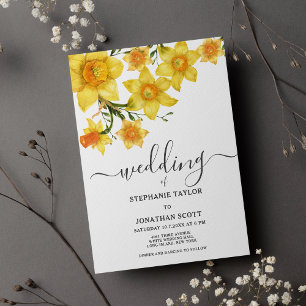 Frühlingsbukett goldene Daffodils Blume Hochzeit Einladung