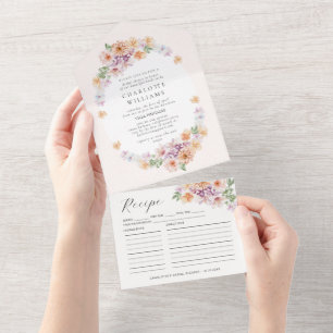 Frühlingsbunte Blumen Romantische Bridal Shower All In One Einladung