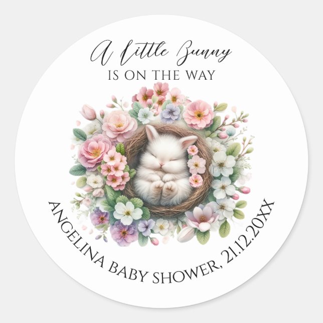 Frühlingsbunter Blumenstrauß Baby Girl Dusche Runder Aufkleber (Vorderseite)