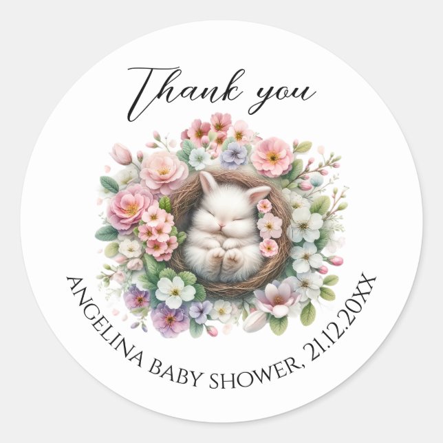 Frühlingsbunter Blumenstrauß Baby Girl Dusche Runder Aufkleber (Vorderseite)