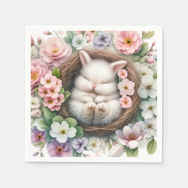 Frühlingsbunter Blumenstrauß Baby Girl Dusche Serviette (Vorderseite)
