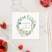 Frühlingscreme Garden Floral Monogram Napkin