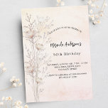 Frühlingscreme-Wildblumen zum Geburtstag rosa Einladungspostkarte<br><div class="desc">Eine Rose Gold,  rot rosa Farbverlauf Hintergrund. Cremefarbene Blume. Personalisieren und fügen Sie einen Namen und Party-Details hinzu.</div>