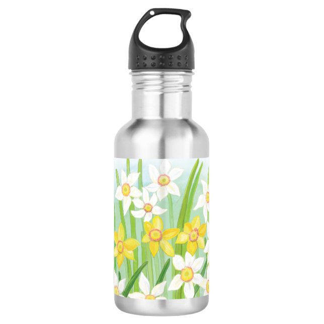 Frühlingsdaffodien Edelstahlflasche (Vorderseite)