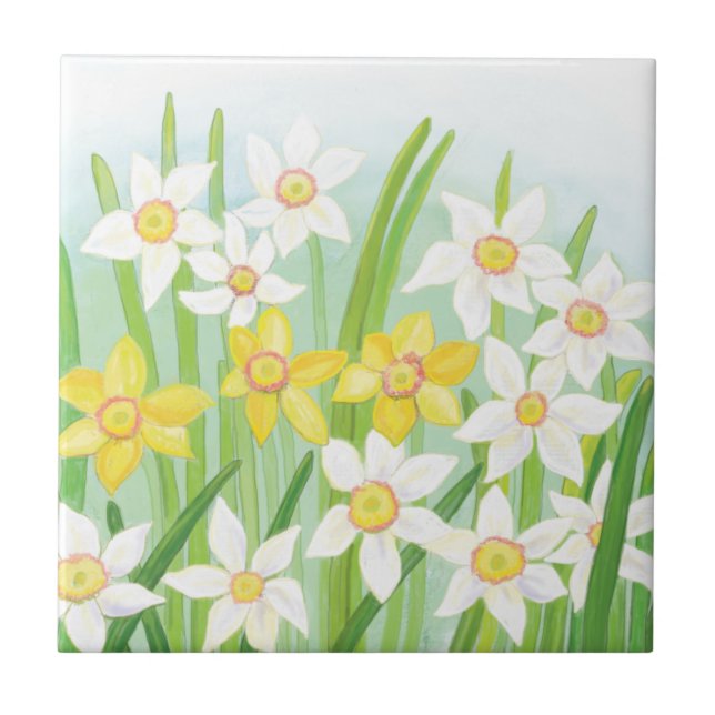 Frühlingsdaffodien Fliese (Vorderseite)