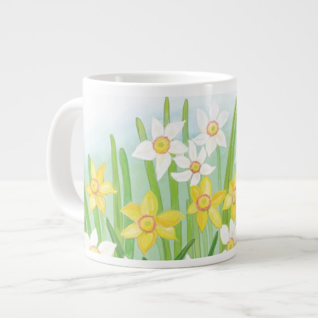 Frühlingsdaffodien Jumbo-Tasse (Vorderseite Links)